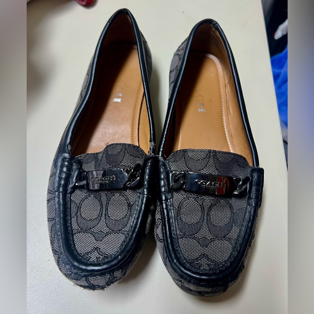 Coach Signature Black and Gray Loafers